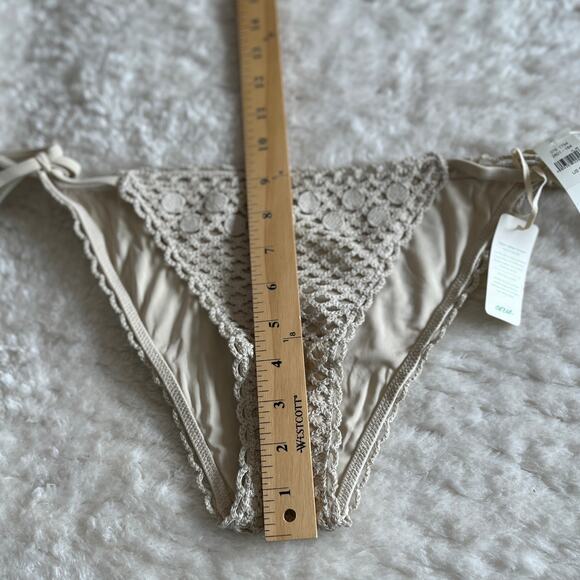 NWT Aerie | Tan Crochet Tie Side Bikini Bottom | Size S | Boho Cheeky Cut - Picture 9 of 10